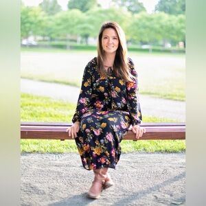 NATURAL LIFE Vibrant Floral Long Sleeve Dress